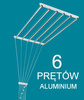 Suszarka sufitowa brodzikowa 6 prętowa aluminium ø16 mm 60 cm