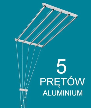 Suszarka sufitowa brodzikowa 5 prętowa aluminium ø16 mm 60 cm