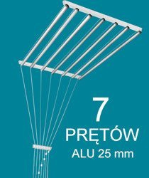 Suszarka sufitowa 7 prętowa aluminium ø25 mm