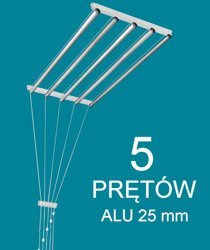 Suszarka sufitowa 5 prętowa aluminium ø25 mm