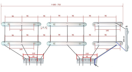 Suszarka sufitowa 8 prętowa aluminium ø25 mm